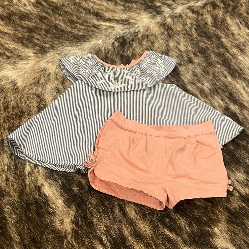 Embroidered pinstriped outfit